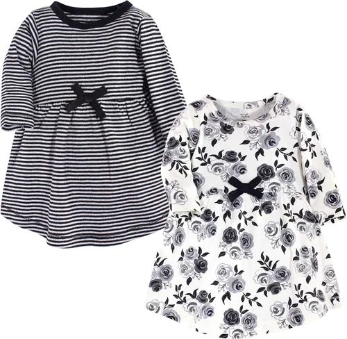 Vista 45 de Touched by Nature - Vestidos de manga corta y manga larga de algodón orgánico para niñas pequeñas, bebés y mujeres Manga larga con flores abstractas