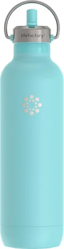 Vista 15 de Lifefactory Botella deportiva aislada al vacío de acero inoxidable con tapa de pajita, 24 onzas, carbono