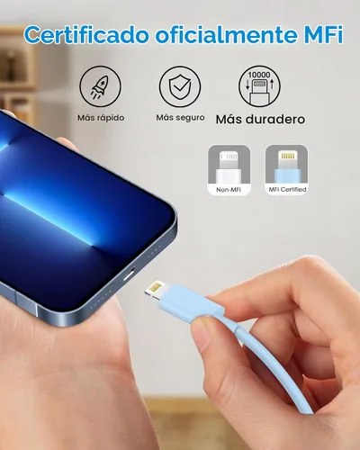 Vista 6 de AISNI Bloque de Cargador Rápido para iPhone 14 13 12 con Cable de Carga Rápida de 10 Pies, Certificado MFi, Cargador de iPhone USB C PD de 20W de 10