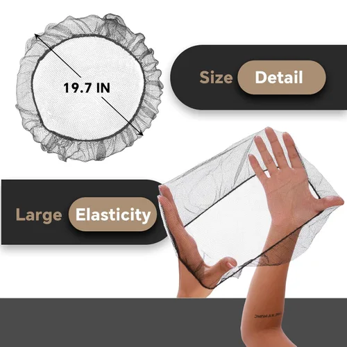 Vista 3 de Smilco Paquete de 50 redes desechables para el cabello de 24 pulgadas, malla de nailon negro para servicio de alimentos y cocina, diseño de panal
