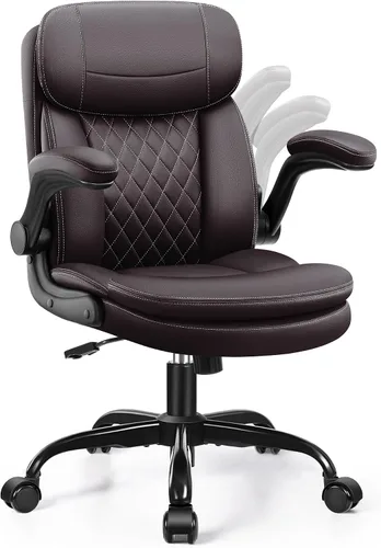 Vista 12 de Silla de oficina de cuero, silla de escritorio para computadora Negro