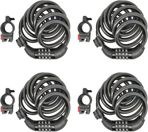 Vista 11 de SEPOX® Paquete de 2 piezas de 1.83 m de cable extra largo con combinación para bicicleta, cerradura de seguridad retráctil de 4 dígitos, cable de 12