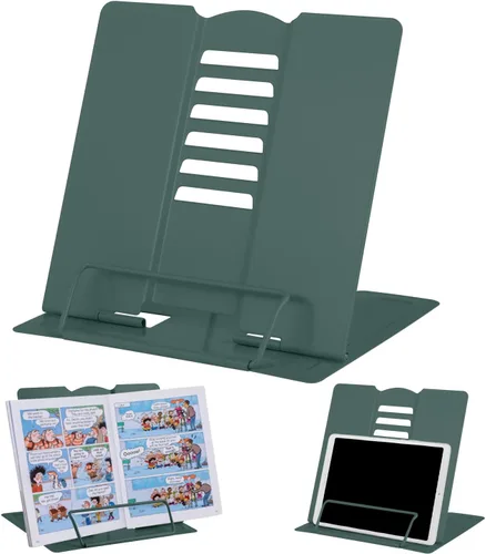 Vista 10 de MSDADA - Soporte de libros de escritorio, soporte de libros de lectura, de metal, ajustable, para libros de cocina, documentos, portátil