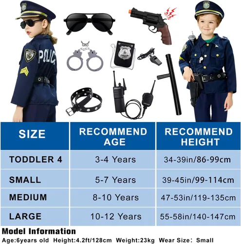 Vista 5 de Disfraz de policía, pantalones, gorra, cinturón, silbato, pistolera y Walkie Talkie (S [5-7 años])