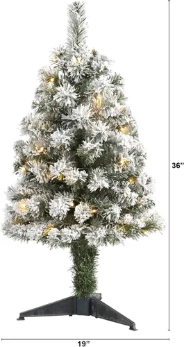 Vista 2 de Nearly Natural Árbol de Navidad artificial de abeto de Virginia Occidental de 3 pies con 50 luces LED transparentes