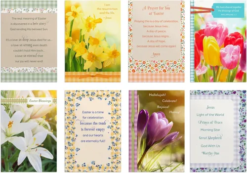 Vista 2 de DaySpring - Bendiciones de Pascua - Surtido de 8 diseños con Escrituras - 24 tarjetas y sobres de Pascua en caja (U1617)