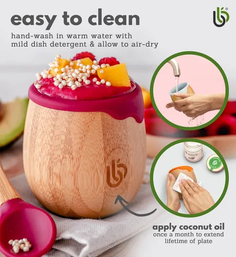 Vista 7 de bamboo bamboo Baby and Dinky - Vaso de bambú para niños pequeños, con borde de goteo de silicona para protección de dientes y encías, capacidad