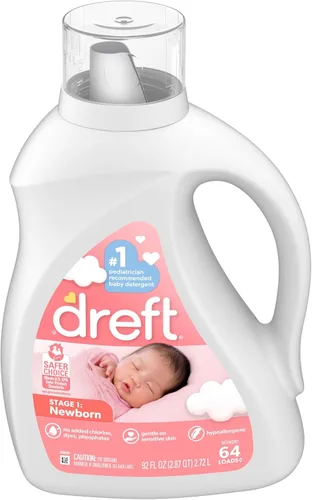 Vista 8 de Dreft Stage 1: Detergente líquido para bebés recién nacidos, suave para pieles sensibles, compatible con HE, 64 cargas