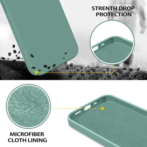 Vista 2 de Telaso Funda para iPhone 13, silicona líquida de goma de gel suave para iPhone 13, funda delgada con forro de microfibra a prueba de golpes, fundas