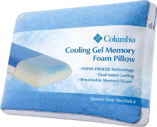 Vista 8 de Columbia Almohada de espuma viscoelástica de gel refrescante, cómoda y de apoyo, con características refrescantes y transpirables, funda extraíble