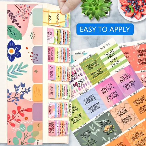 Vista 3 de Fichas de índice para DSM-5-TR, DSM-5, funciona para la última versión DSM-V-TR 2022, 18 pestañas en blanco incluidas, codificadas por