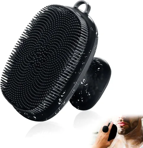 Exfoliante Facial, Limpiador Facial de Silicona para Hombres, Cepillo de Limpieza Facial, Cepillo de Lavado Facial de Silicona Manual, Impermeable,