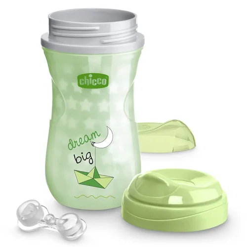 Vista 3 de Chicco Vaso aislante para niños pequeños de más de 12 meses, 9 onzas, que brilla en la oscuridad, con boquilla resistente a mordeduras y sin