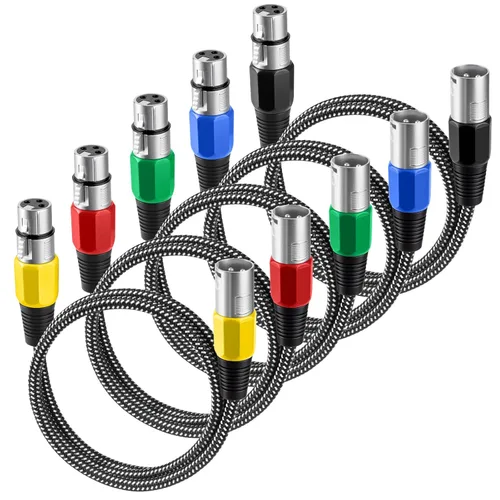 Vista 14 de Cable XLR de 3 pies/2 unidades, cable de micrófono Nylong trenzado equilibrado XLR macho a hembra, cables de conexión de micrófono de alta