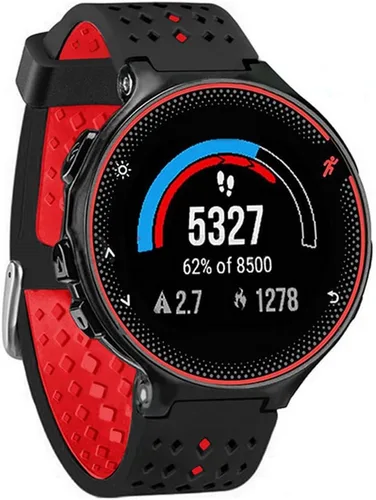 Vista 4 de Correa de repuesto de silicona suave para reloj inteligente Garmin Forerunner 230/235/220/620/630/735 02 negro y rojo