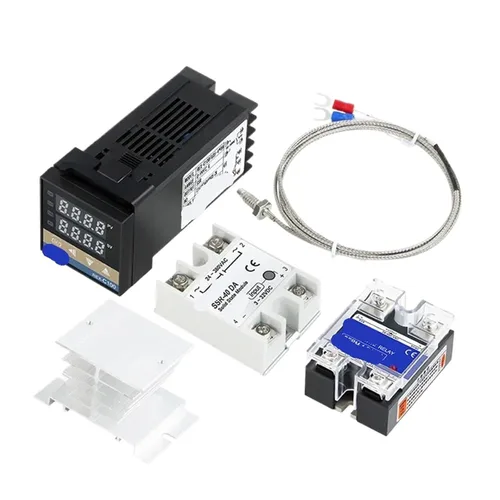 Rex-C100 Digital Pid Temperature Controller 0~400℃ 220v K Type Thermocouple SSR Solid State Relay 25a 40a 60a Heatsink