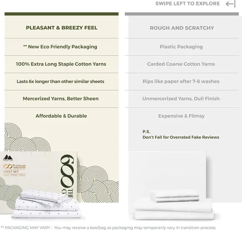 Vista 148 de Mayfair Linen Juego de sábanas de 100% algodón egipcio, tamaño individual (paquete de 2) – Sábanas de lujo blancas de 600 hilos, tamaño individual