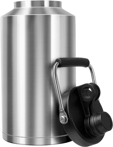 Vista 9 de Jarra de Agua de Galón, Botella de Agua Aislada, Jarra de 1 Galón con Asa, Botella de Agua Grande de Acero Inoxidable de 128 oz de Boca Ancha