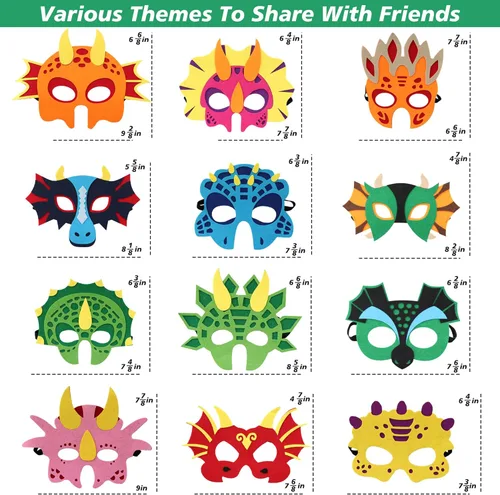 Vista 2 de Máscaras de fieltro para niños, máscaras de fiesta de cumpleaños, suministros de máscaras, máscaras de Halloween