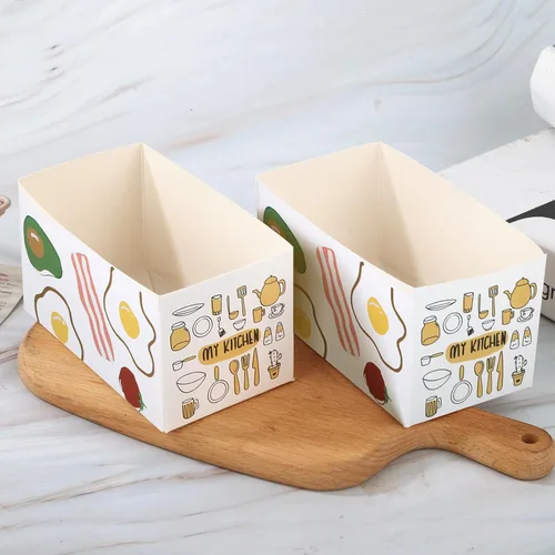 Vista 4 de 100 recipientes de papel para llevar, cajas para sándwich, mini cajas de hamburguesas, bandeja de pan para llevar recipientes de alimentos