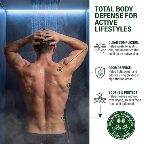 Vista 4 de Jabón oleavine Antifúngico con árbol de té y Neem para el cuerpo, 12 oz