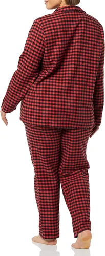 Vista 4 de Tienda Essentials Conjunto de pijama de franela de manga larga con botones delanteros y pantalón para mujer