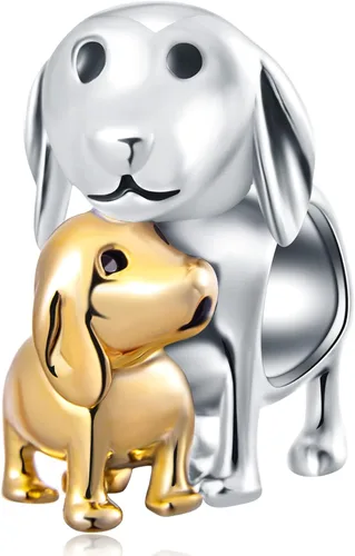 Dijes temáticos de animales, mamahijo de búho, oso, perro, conejo, flamenco, elefante, panda, gato, loro, cocodrilo, unicornio, en plata de ley 925,