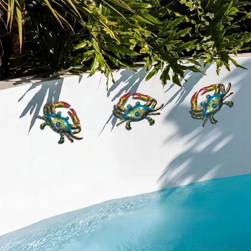 Vista 4 de BVLFOOK Arte de pared de cangrejo, decoración de San Valentín del océano costero, decoración temática de playa para baño, dormitorio, valla