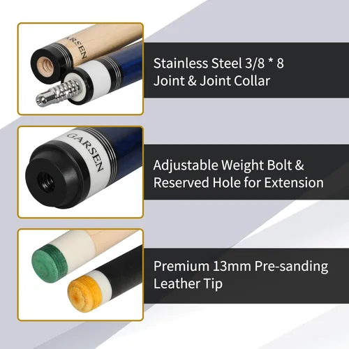 Vista 5 de GARSEN Palo de taco de billar de 58 pulgadas, 18 onzas, 19 onzas, 20 onzas, 21 onzas, barra de billar