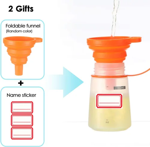 Vista 4 de Botella de boca ancha para condimentos, 1 paquete de 6.1 fl oz botellas vacías reutilizables para miel, masa, catsup, cebolla, resina, hornear