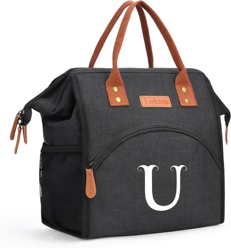 Vista 37 de Lonchera personalizada para mujer, inicial, bolsa de almuerzo aislada reutilizable, lonchera térmica de apertura amplia para adultos, bolsa