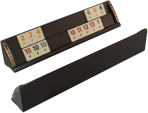 Vista 3 de Helena Wood Art Sistema de madera del juego de Rummy del VIP de la edición negra, juego de mesa clásico hecho a mano