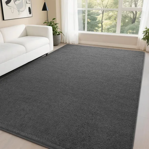 Vista 27 de DweIke Alfombra de área de 4 x 6 pies para sala de estar, alfombras negras súper suaves para dormitorio, alfombra moderna estética lavable de espuma