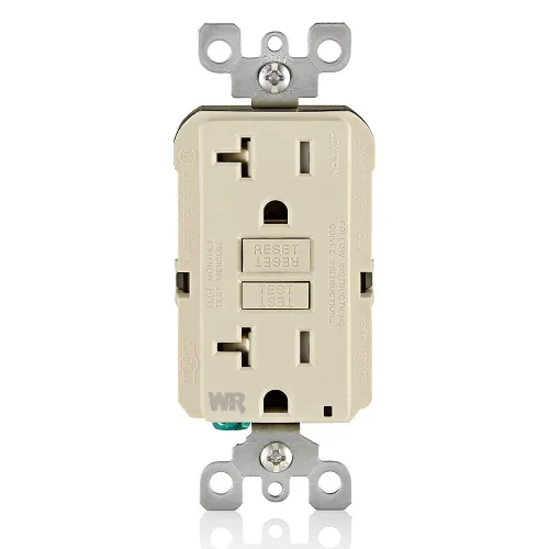 Vista 5 de Leviton SmartlockPro receptáculo resistente al clima, comprobación automática, con guía de luz e indicador LED, GFWT1-E