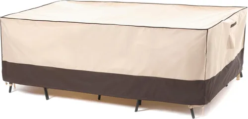Vista 11 de F&J Outdoors Fundas para muebles de patio, impermeables, resistentes a los rayos UV, para juego de mesa y sillas, beige, 62"x42