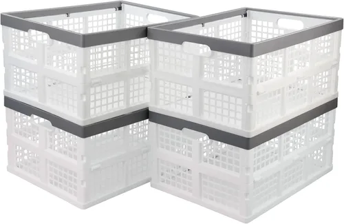 Vista 8 de Cajas plegables de plástico de 15 litros, cesta de almacenamiento plegable, paquete de 4