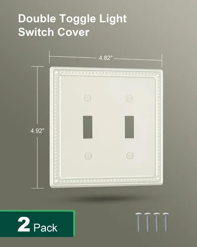Vista 53 de Paquete de 2 cubiertas de placa de interruptor de luz de doble palanca, cubiertas decorativas de placa de doble interruptor Pearls, placa de pared