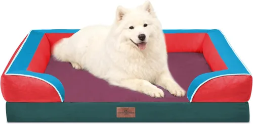 Vista 116 de Comfort Expression - Cama ortopédica para perros pequeños, 20 x 14 pulgadas, cama impermeable y de apoyo de espuma con cojines removibles, sofá