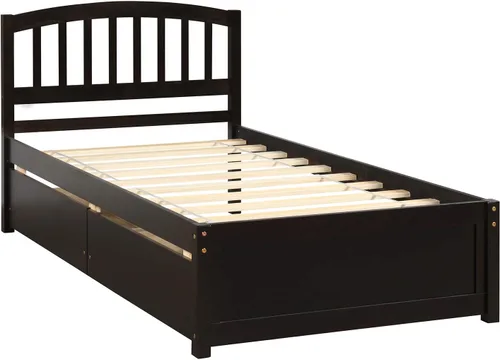 Vista 46 de Harper & Bright Designs Cama individual con cajones, cama individual de plataforma para niños con almacenamiento, plataforma de madera maciza,