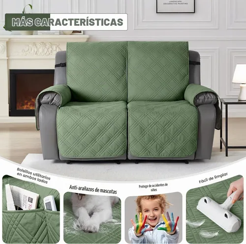 Vista 6 de TAOCOCO Fundas para Sillón de Dos Plazas Reclinable 100% Impermeables, Fundas Divididas para Loveseat Reclinable, Funda Antideslizante para Sofá