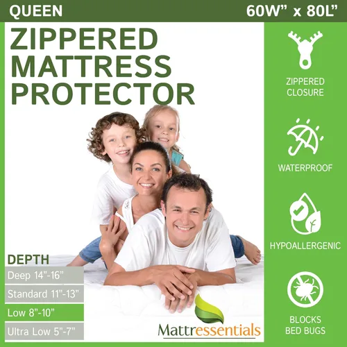 Vista 16 de Protector de colchón individual con cremallera (5 a 7 pulgadas de profundidad), funda de colchón impermeable para chinches de cama, funda