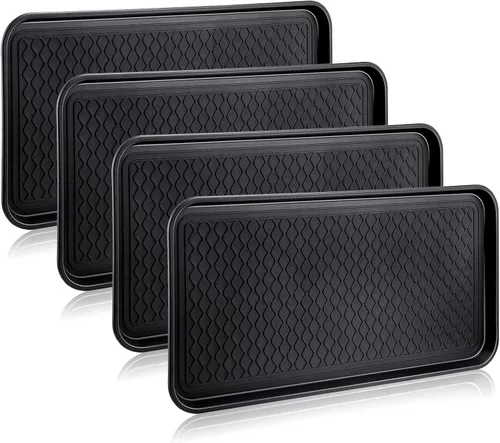 Bandeja de zapatos de 4 piezas para entrada, bandeja impermeable para botas, tapete multiusos para perros y gatos, bandeja de comida para mascotas,