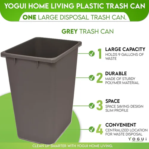 Vista 2 de Cubo de Basura de Plástico - Bote de Basura Interior para Cocina, Hogar, Oficina y Uso Comercial - Gran Cubo de Eliminación de Residuos, Contenedor