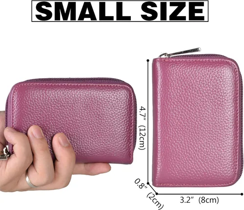 Vista 4 de Easyoulife billetera para tarjetas de crédito de cuero auténtico con espacio para 26 tarjetas