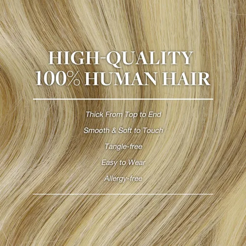 Vista 4 de GOO GOO Extensiones de Cabello con Clip de Cabello Humano Real, Extensiones de Cabello Humano Remy con Clips para Mujeres, Cabello Humano Natural