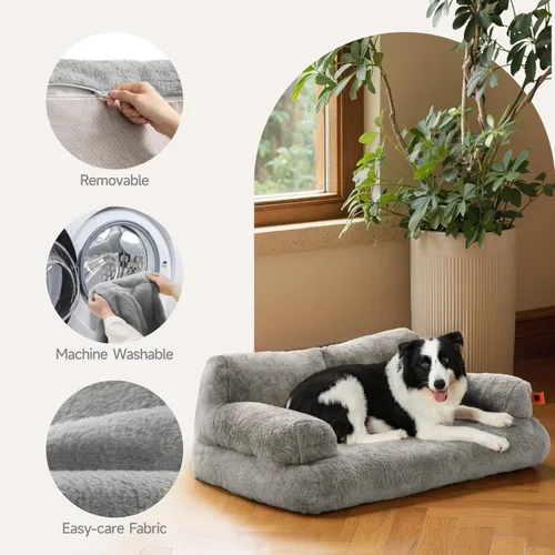 Vista 6 de MEWOOFUN Cama para Gatos de Interior, Camas Lavables para Perros Pequeños y Medianos y Gatos, Sofá Esponjoso para Gatos con Fondo Antideslizante