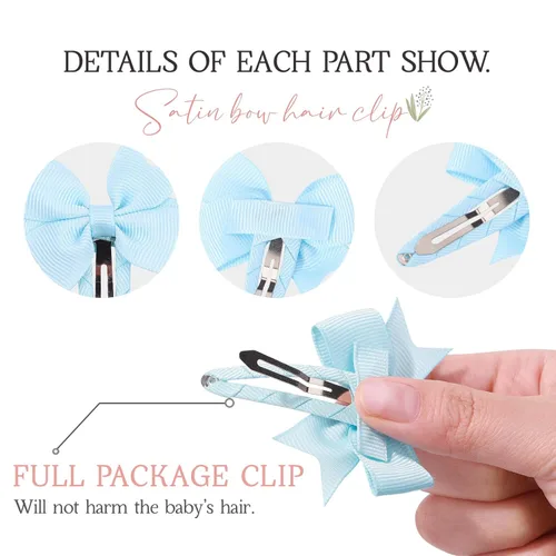Vista 4 de 40 lazos para el pelo de bebé a presión para niñas, cinta de grogrén totalmente doblada de 2 pulgadas, accesorios para bebés, niñas, recién nacidos