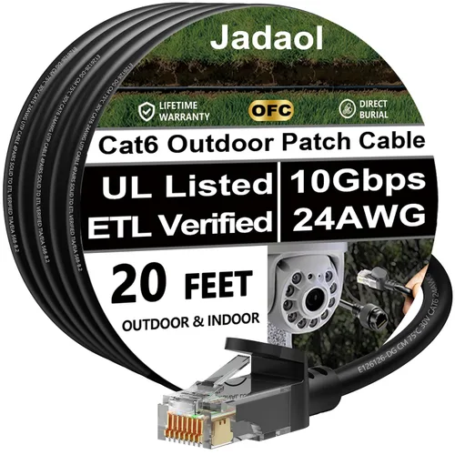 Vista 14 de Cable Ethernet Cat 6 de 1 pie (paquete de 6), para exteriores e interiores, compatible con red Cat7 de 10 Gbps, cable de conexión LAN plano de Negro