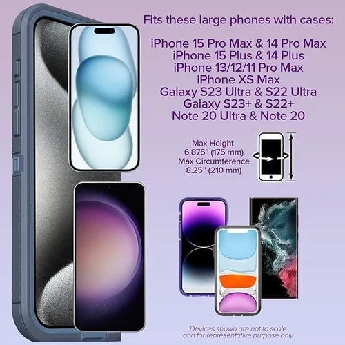 Vista 3 de Funda para iPhone 15 Pro Max, 14/15 Plus, 11/12/13/14 Pro Max, 11/XR/XS Max y Galaxy Note/Plus/Ultra