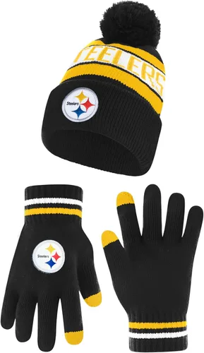 Vista 31 de Ultra Game Gorro de punto de invierno oficial de la NFL para jóvenes, súper suave, con guantes extra cálidos para pantalla táctil